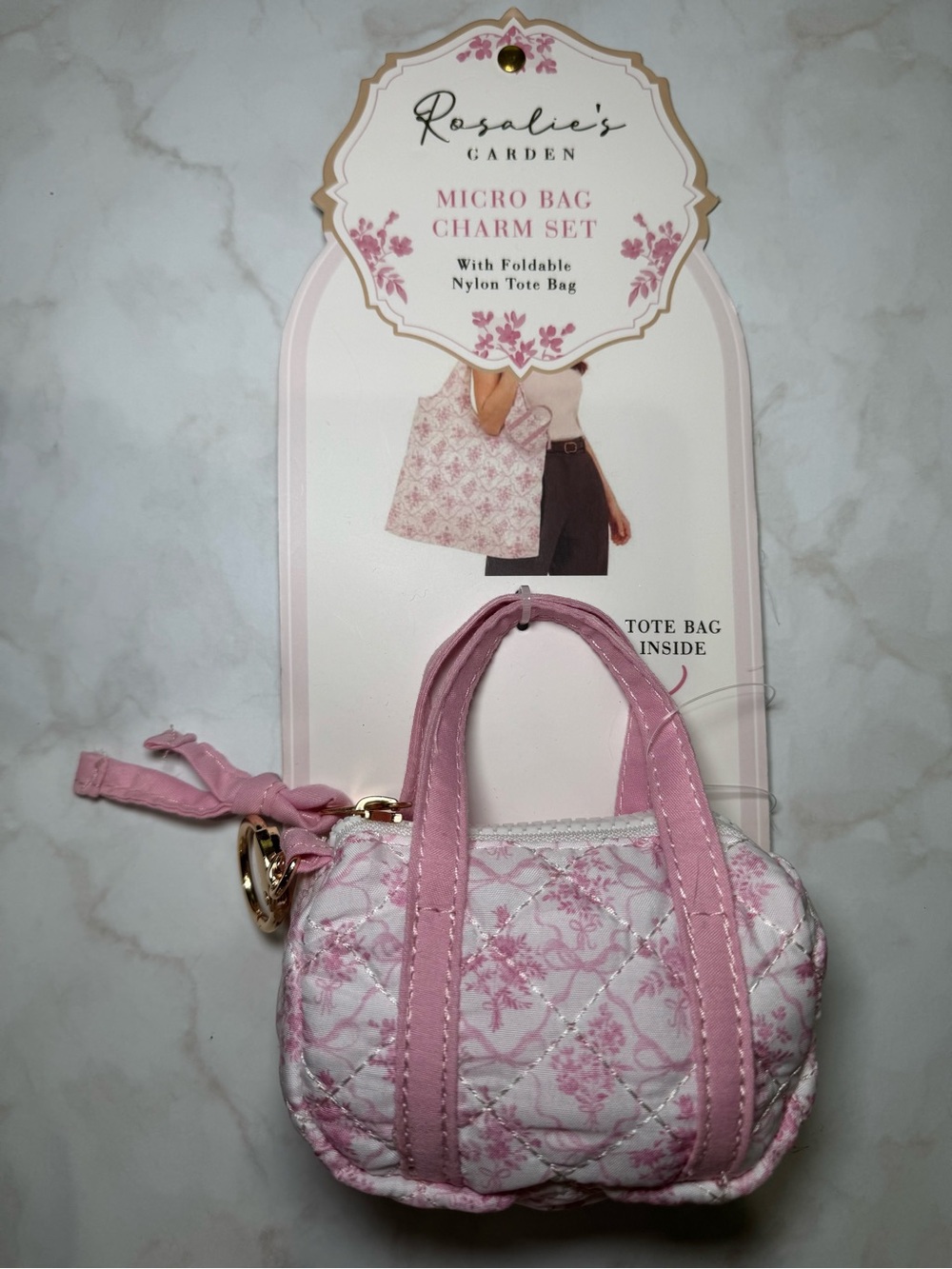 Pink Tote bag & Micro Bag Charm